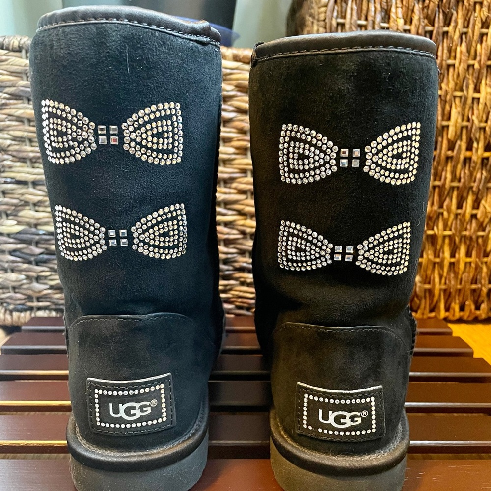 UGG Australia Black Swarovski Crystal Bow